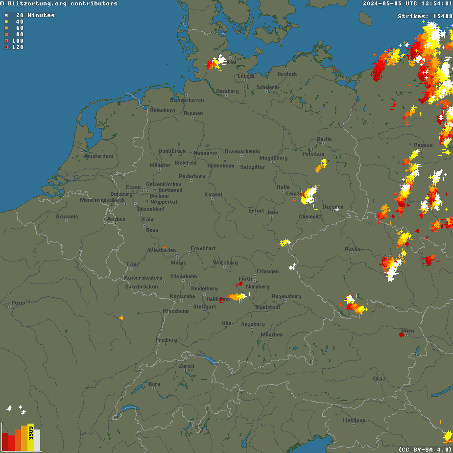 Aktuelle Blitze in Deutschland