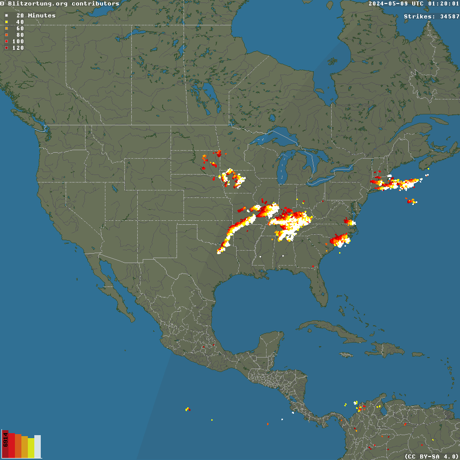United States Lightning Radar Map Thumbnail